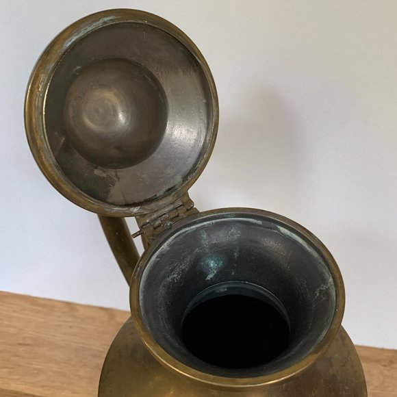 VTG Brass Coffee Pot Pedestal Boho Decor Large Tea Bohemian Accent - Picture 7 of 11